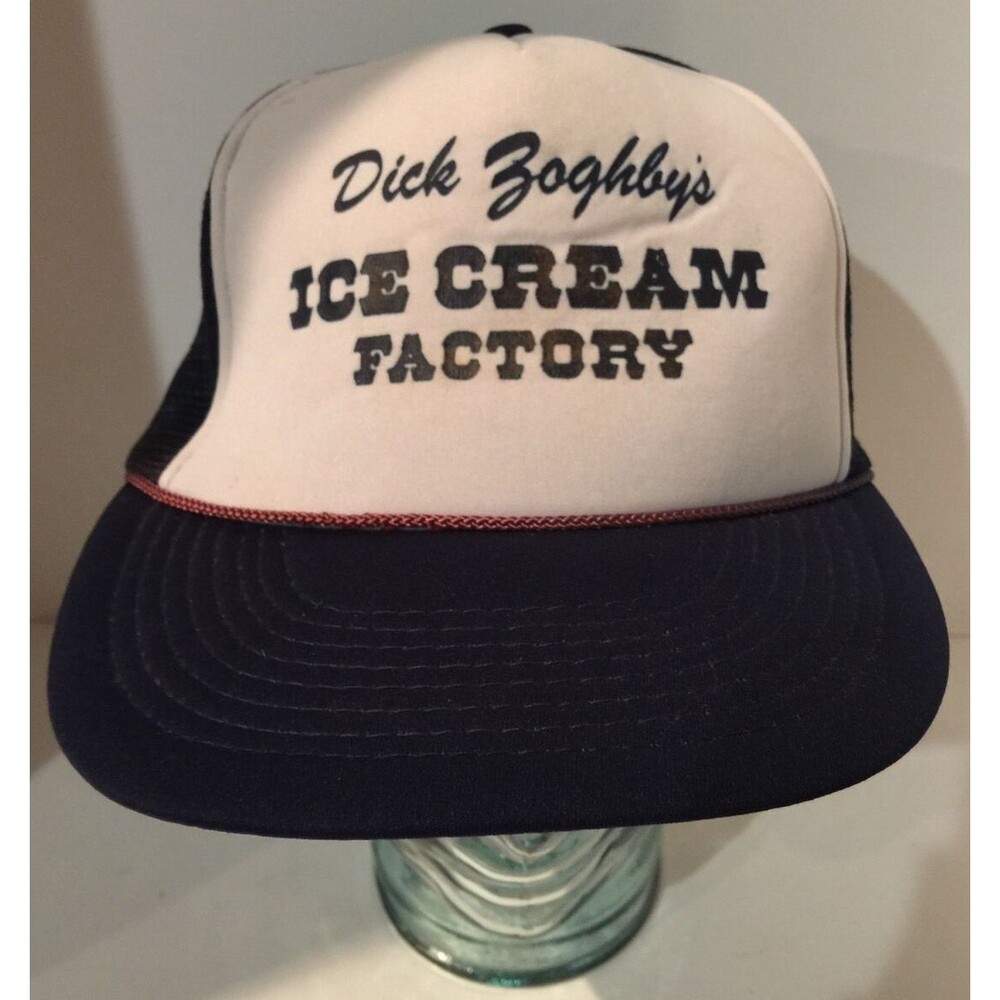 Vintage Dick Zoghley's Ice Cream Factory Mesh Trucker Hat Cap Cord Snapback